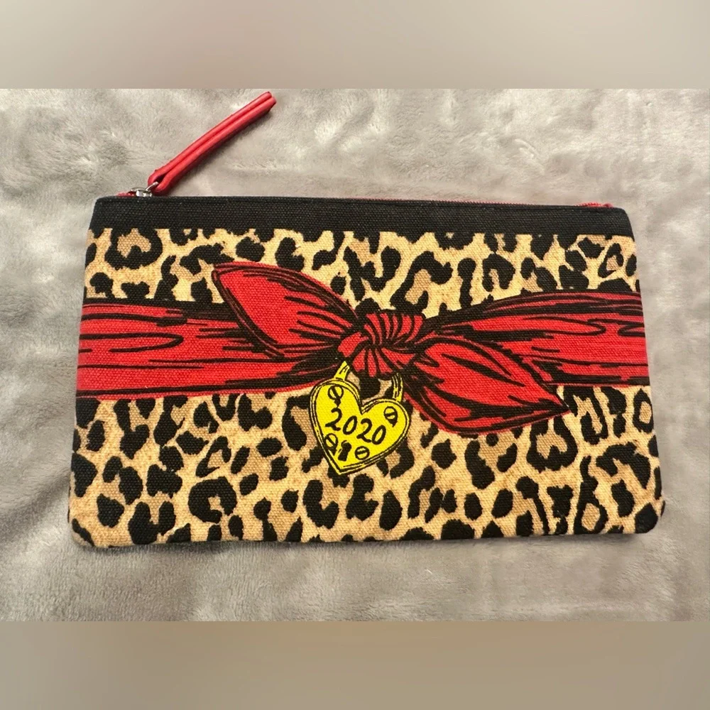 BRIGHTON Pouch‎ Red Heart Leopard Print Canvas Pouch Cosmetic Jewelry Bag 2020